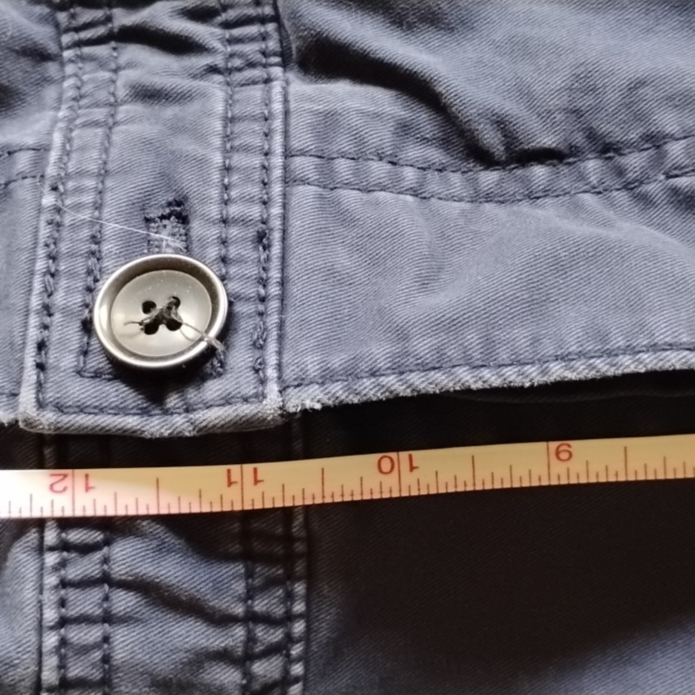 Banana Republic 98% Cotton Button-Up Utility Ankle Jumpsuit XS Navy Pockets - Picture 10 of 11